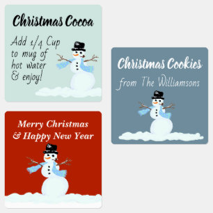 Snowman Custom Holiday Food Cadeau Étiquettes