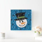 SNOWMAN CUTE FACE CLOCK VIERKANTE KLOK (Huis)