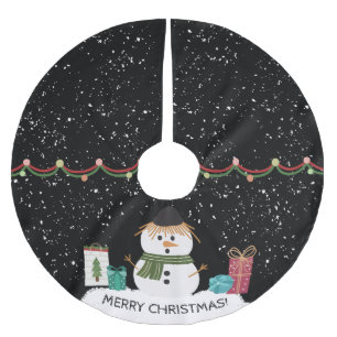 Snowman, Cute, Festive, White en Black Kerstboom Rok