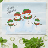 Snowman Cute Holiday Serviette de cuisine (Plié)