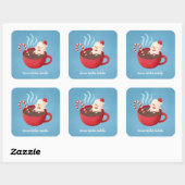 Snowman dans le cacao chaud Warm Wits Stickers Pun (Feuille)