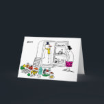 Snowman dans le réfrigérateur Carte Xmas<br><div class="desc">Une femme ouvre le frigo pour découvrir que le bonhomme de neige y a élu domicile.</div>