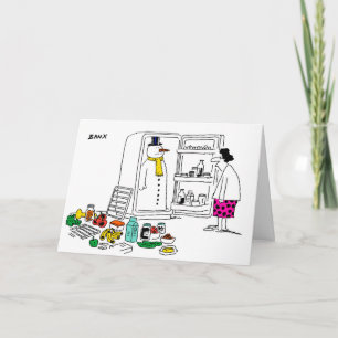 Snowman dans le réfrigérateur Carte Xmas