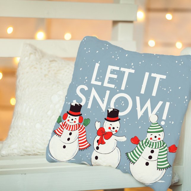  Snowman Dansend laat het sneeuwpersonaliseren Kussen (Vintage Snowman Dancing Let it Snow Personalized Throw Pillow)