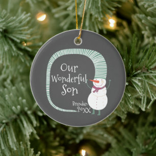 Snowman, de geweldige jongen met persoonlijke naam keramisch ornament