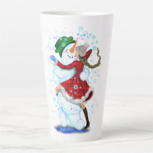 Snowman de Noël et danseuses Latte Mug