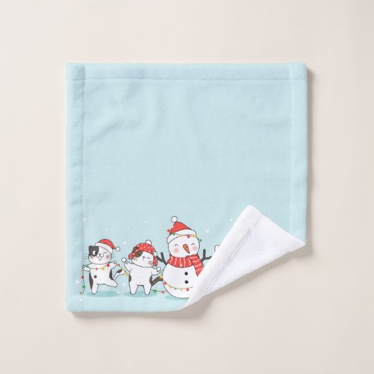 Snowman de Noël et Kittens (Gant de toilette)