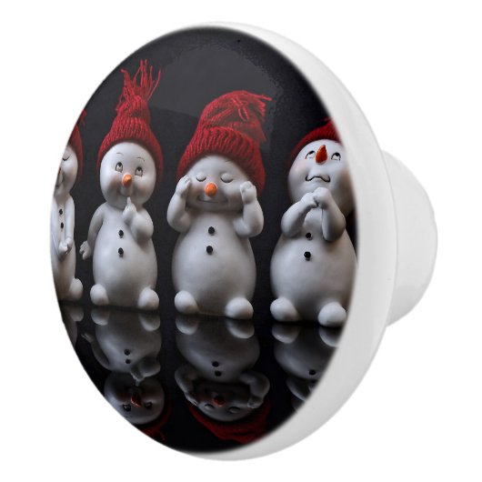 Snowman Design Ceramic Knob Keramische Knop (Rechts)