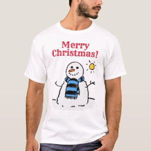 Snowman Design met Greeting. Christmas T-shirt