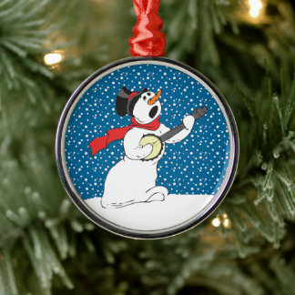 Snowman die Banjo Ornament speelt