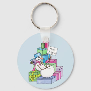 Snowman die cadeaus koelt sleutelhanger
