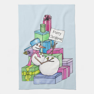 Snowman die cadeaus koelt theedoek