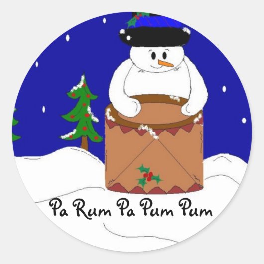 Snowman die Drums speelt Ronde Sticker (Voorkant)