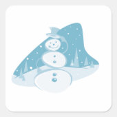 Snowman die een bovenste hoed heeft vierkante sticker (Voorkant)