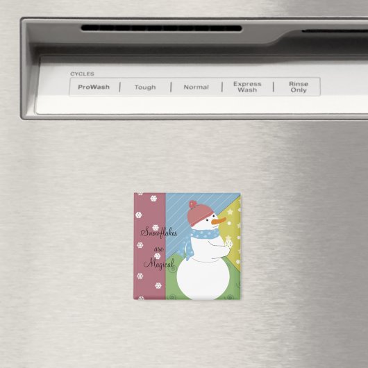 Snowman die een Magische Snowflake vasthoudt Magneet (Insitu (Vaatwasser))