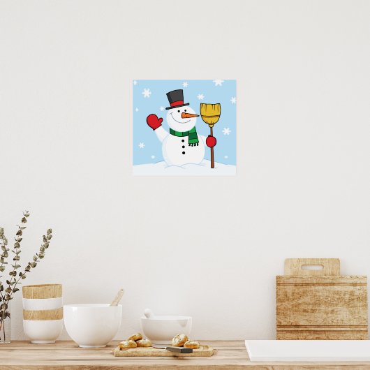 Snowman die een Poster in de ruimte houdt (Keuken)