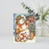 Snowman & Dog Briefkaart (Staand voorkant)