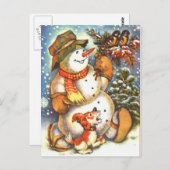 Snowman & Dog Briefkaart (Voorkant / Achterkant)