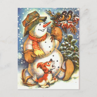 Snowman & Dog Briefkaart