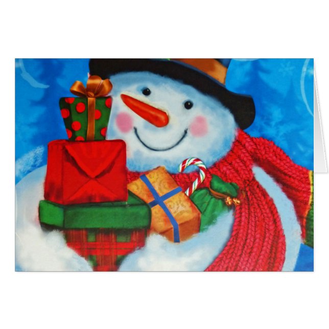 Snowman dragende Gifts (Voorkant Horizontaal)