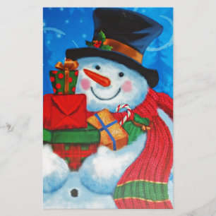 Snowman dragende Gifts Briefpapier