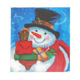 Snowman dragende Gifts Notitieblok