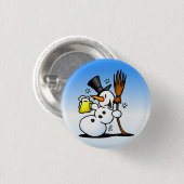 Snowman drink bier ronde button 3,2 cm (Voorkant /achterkant)
