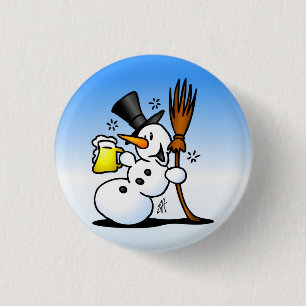 Snowman drink bier ronde button 3,2 cm