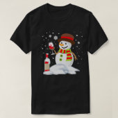 Snowman Drink Red Wine Funny Partner Matching C T-shirt (Design voorkant)
