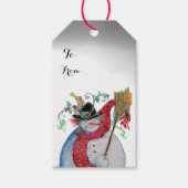 SNOWMAN DRUNKEN MET VOGELS CADEAULABEL (Voorkant)