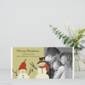 Snowman Duo Carte photo de vacances, Sage (Debout devant)