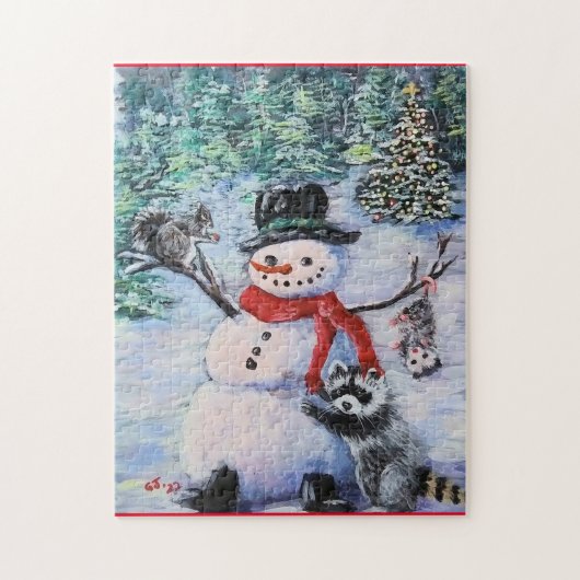 Snowman, écureuil, raton laveur, opossum Puzzle (Vertical)