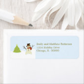 Snowman en Adresetiketten met kerstbomen Etiket (Insitu)