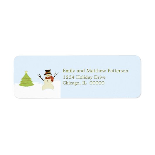 Snowman en Adresetiketten met kerstbomen Etiket (Voorkant)