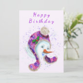 Snowman En Beanie Casquette Funny Carte d'annivers (Debout devant)