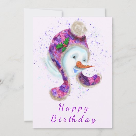 Snowman En Beanie Casquette Funny Carte d'annivers (Dos)