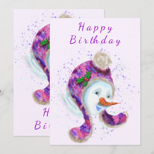 Snowman En Beanie Casquette Funny Carte d'annivers (Devant / Derrière)