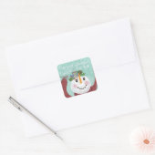 Snowman en Bird Vierkante Sticker (Envelop)