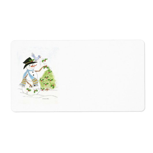 Snowman en Bluebird Address Label (Voorkant)