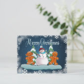 SNOWMAN EN GINGERBREAD KIND VAN SHARON SHARPE BRIEFKAART (Staand voorkant)