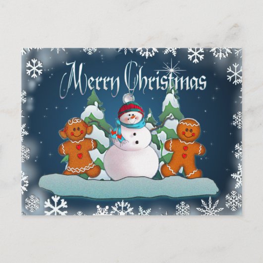 SNOWMAN EN GINGERBREAD KIND VAN SHARON SHARPE BRIEFKAART (Voorkant)
