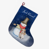 Snowman en hond - Jack Russell Terrier Grote Kerstsok (Voorkant (Hangend))