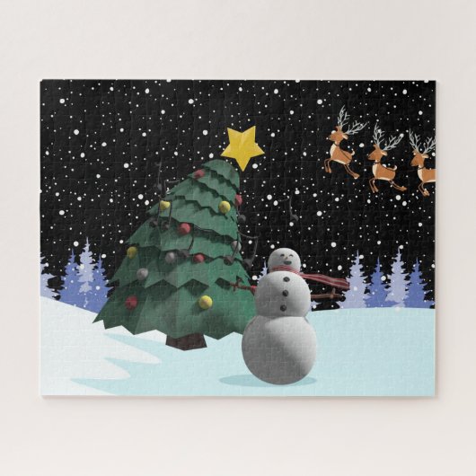 Snowman en kerstboom legpuzzel (Horizontaal)