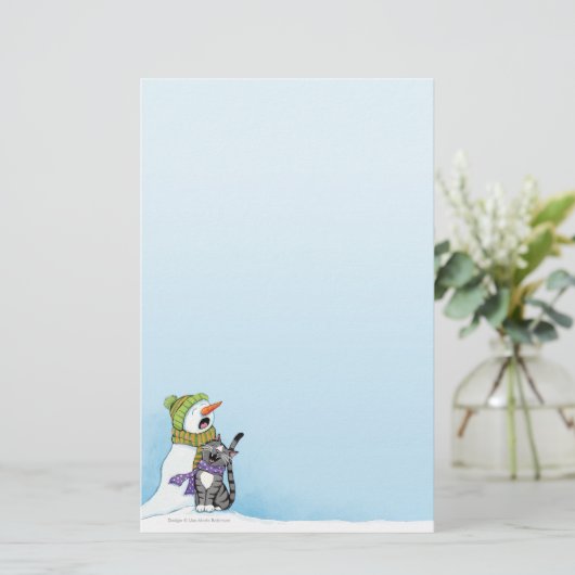 Snowman- en kerstfeestartikelen zingen briefpapier (Staand voorkant)