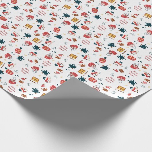 Snowman en kerstlampjes Persoonlijke feestdag Cadeaupapier (Hoek)