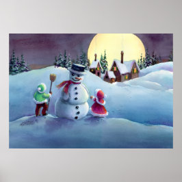 SNOWMAN EN KINDEREN van SHARON SHARPE Poster