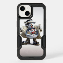 Snowman en manteau blanc avec Globe de neige, Noël