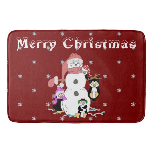 Snowman en Penguin met Kerstmis Badmat (Voorkant)