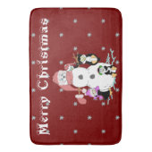 Snowman en Penguin met Kerstmis Badmat (Voorkant Verticaal)