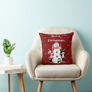 Snowman en Penguin met Kerstmis Kussen